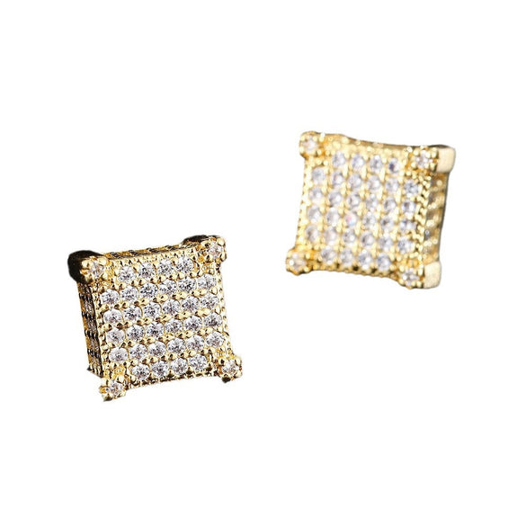 Wholesale Hip Hop Geometric Copper Inlaid With Zircon Earrings