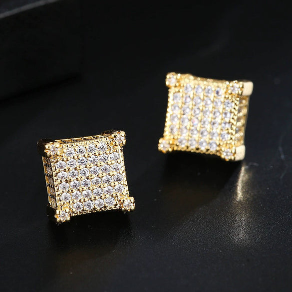 Wholesale Hip Hop Geometric Copper Inlaid With Zircon Earrings