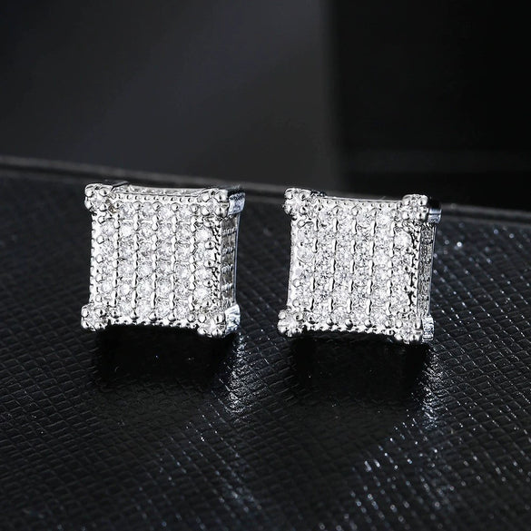 Wholesale Hip Hop Geometric Copper Inlaid With Zircon Earrings