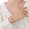 Wholesale Hip Hop Geometric Stacked Wear Simple Bare Chain 18K Gold Plated Titanium Steel Bracelet And Necklace Set For Women