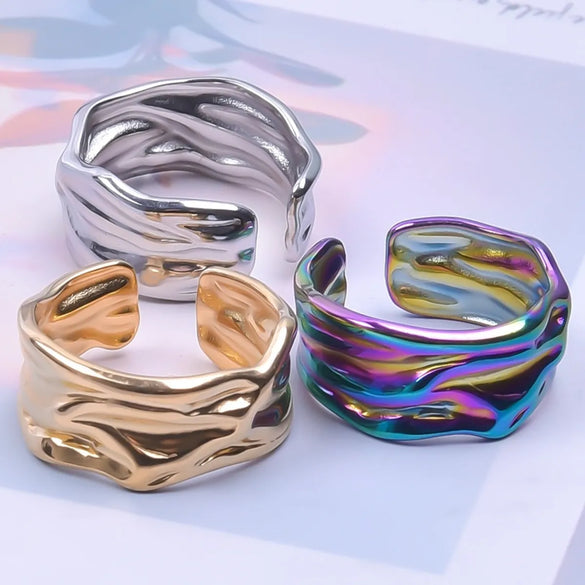 Wholesale Hip-hop Geometric Stainless Steel Open Ring