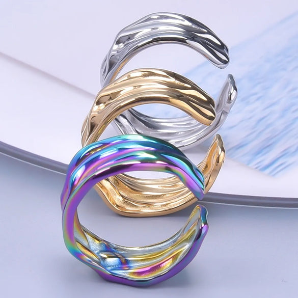 Wholesale Hip-hop Geometric Stainless Steel Open Ring