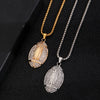 Wholesale Hip Hop Jewelry Zinc Alloy Gold Plated Geometric Rhinestone Rugby Pendant Necklace For Women