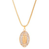 Wholesale Hip Hop Jewelry Zinc Alloy Gold Plated Geometric Rhinestone Rugby Pendant Necklace For Women