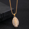 Wholesale Hip Hop Jewelry Zinc Alloy Gold Plated Geometric Rhinestone Rugby Pendant Necklace For Women