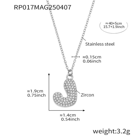 Wholesale Hip Hop Light Luxury Geometric Letter Zircon Stainless Steel Necklace With Electroplating