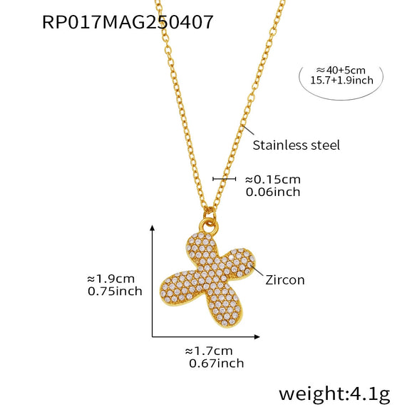 Wholesale Hip Hop Light Luxury Geometric Letter Zircon Stainless Steel Necklace With Electroplating