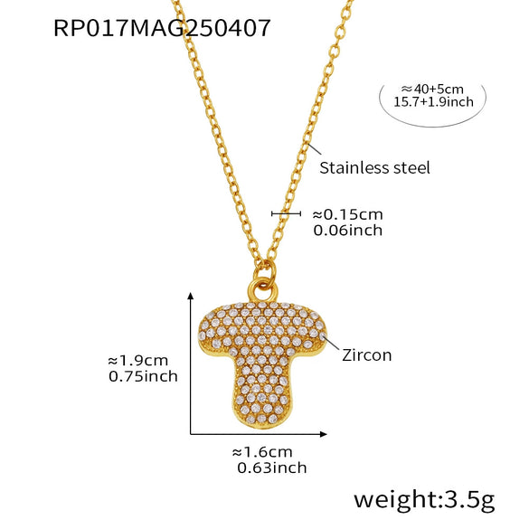 Wholesale Hip Hop Light Luxury Geometric Letter Zircon Stainless Steel Necklace With Electroplating