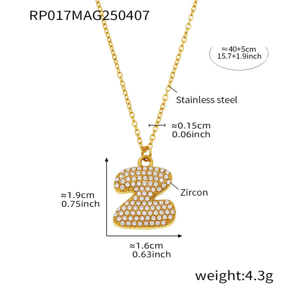 Wholesale Hip Hop Light Luxury Geometric Letter Zircon Stainless Steel Necklace With Electroplating
