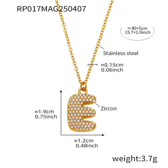Wholesale Hip Hop Light Luxury Geometric Letter Zircon Stainless Steel Necklace With Electroplating
