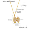 Wholesale Hip Hop Light Luxury Geometric Letter Zircon Stainless Steel Necklace With Electroplating