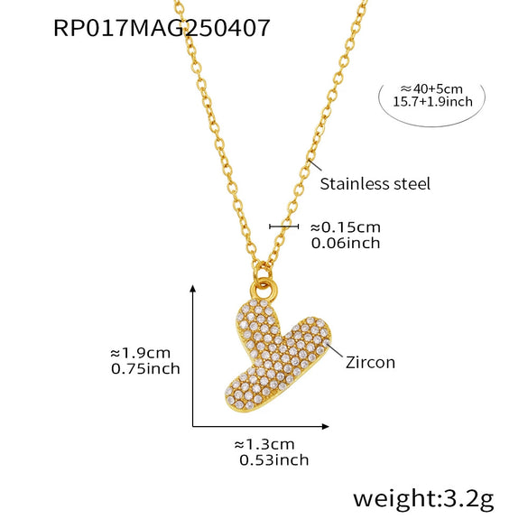 Wholesale Hip Hop Light Luxury Geometric Letter Zircon Stainless Steel Necklace With Electroplating