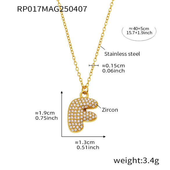 Wholesale Hip Hop Light Luxury Geometric Letter Zircon Stainless Steel Necklace With Electroplating