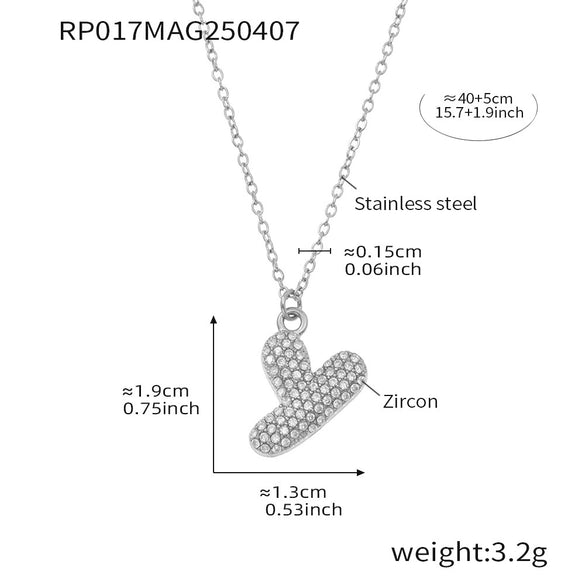 Wholesale Hip Hop Light Luxury Geometric Letter Zircon Stainless Steel Necklace With Electroplating