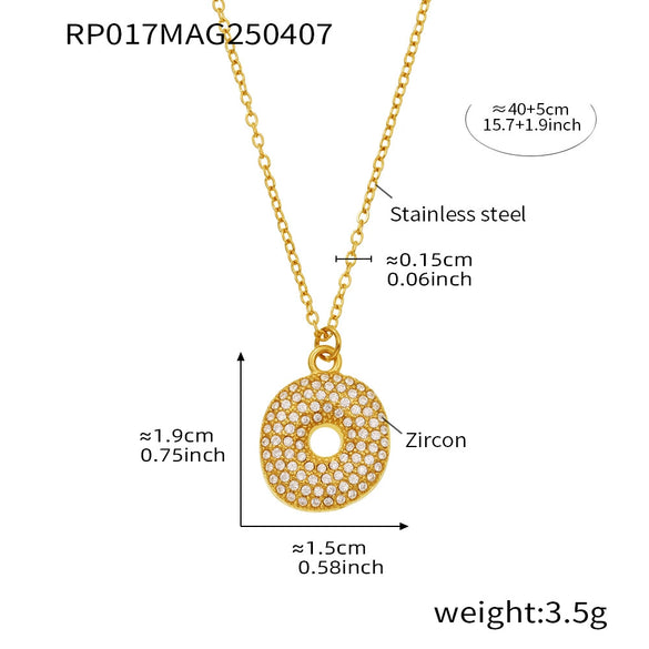 Wholesale Hip Hop Light Luxury Geometric Letter Zircon Stainless Steel Necklace With Electroplating