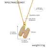 Wholesale Hip Hop Light Luxury Geometric Letter Zircon Stainless Steel Necklace With Electroplating