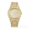 Wholesale Hip Hop Men's Alloy Strap Rectangle Dial Full Diamond Quartz Calendar Watch