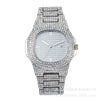 Wholesale Hip Hop Men's Alloy Strap Rectangle Dial Full Diamond Quartz Calendar Watch