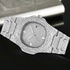Wholesale Hip Hop Men's Alloy Strap Rectangle Dial Full Diamond Quartz Calendar Watch