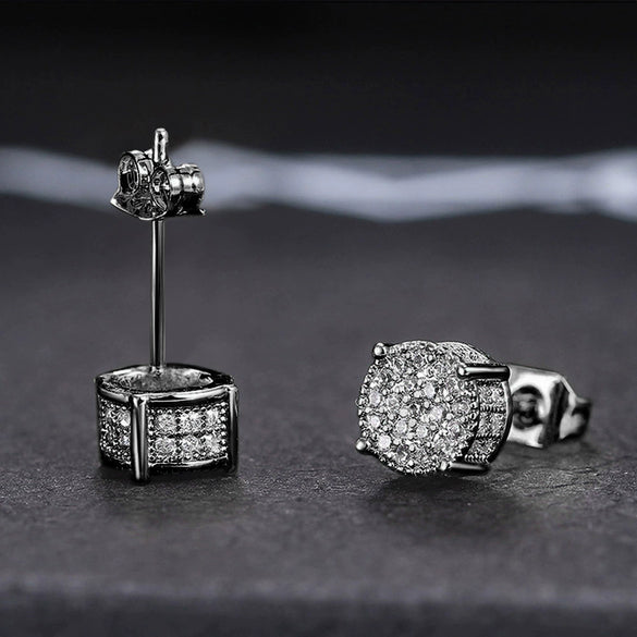 Wholesale Hip Hop Men's Earrings Copper Geometric Micro Inlaid Zircon Electroplated