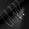 Wholesale Hip Hop Metal Cross Sun Pendant Imitation Pearl Necklace Alloy Copperclad Iron Iron Copper Chain Rhinestone Electroplating Geometric Style Women's