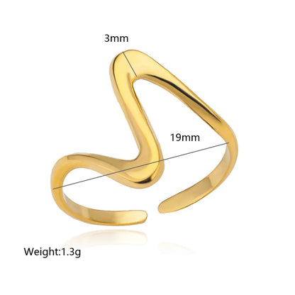 Wholesale Hip-hop Modern Style Waves Stainless Steel Plating 18k Gold Plated Open Rings