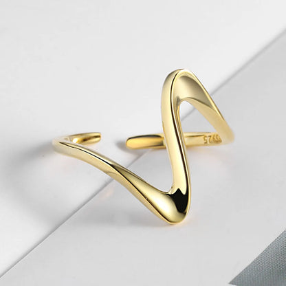 Wholesale Hip-hop Modern Style Waves Stainless Steel Plating 18k Gold Plated Open Rings