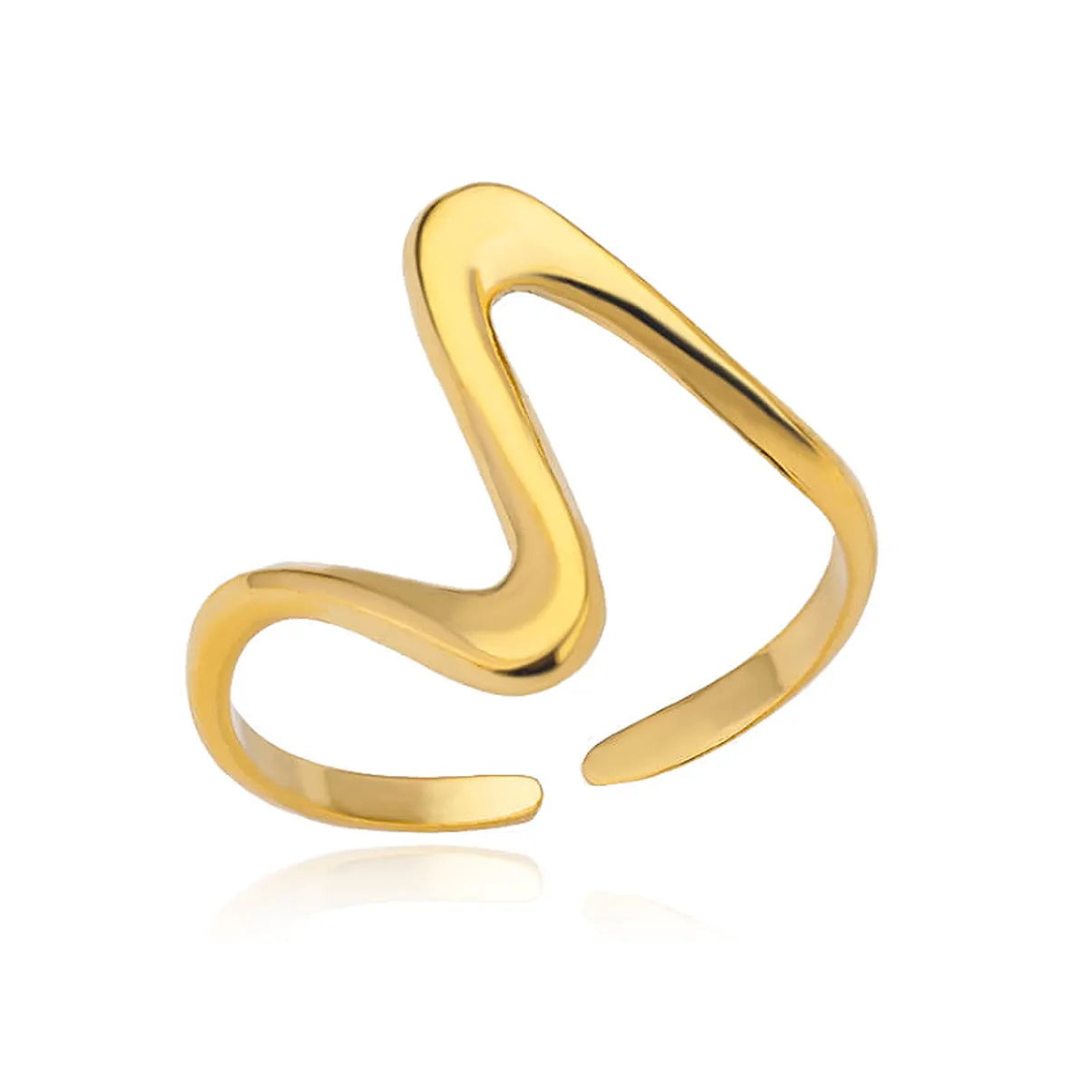 Wholesale Hip-hop Modern Style Waves Stainless Steel Plating 18k Gold Plated Open Rings