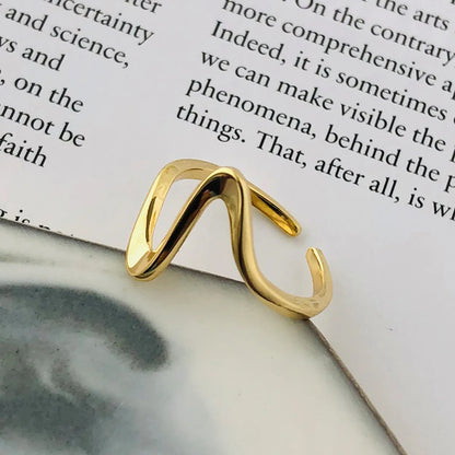 Wholesale Hip-hop Modern Style Waves Stainless Steel Plating 18k Gold Plated Open Rings