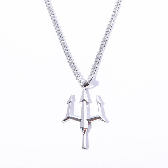 Wholesale Hip Hop Necklace Copper And Titanium Steel Trident Pendant With Geometric Pattern Electroplating Cuban Chain