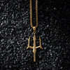 Wholesale Hip Hop Necklace Copper And Titanium Steel Trident Pendant With Geometric Pattern Electroplating Cuban Chain