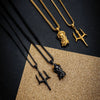 Wholesale Hip Hop Necklace Copper And Titanium Steel Trident Pendant With Geometric Pattern Electroplating Cuban Chain