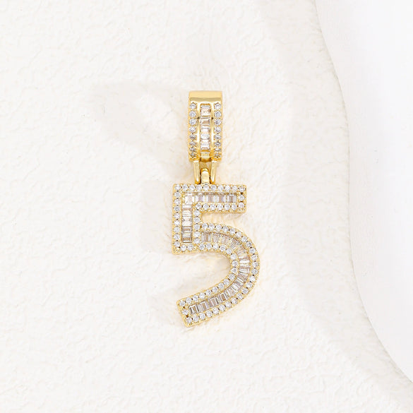 Wholesale Hip Hop Pendant Necklace Copper Microinlaid Zircon With Letters Numbers Text