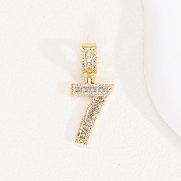 Wholesale Hip Hop Pendant Necklace Copper Microinlaid Zircon With Letters Numbers Text