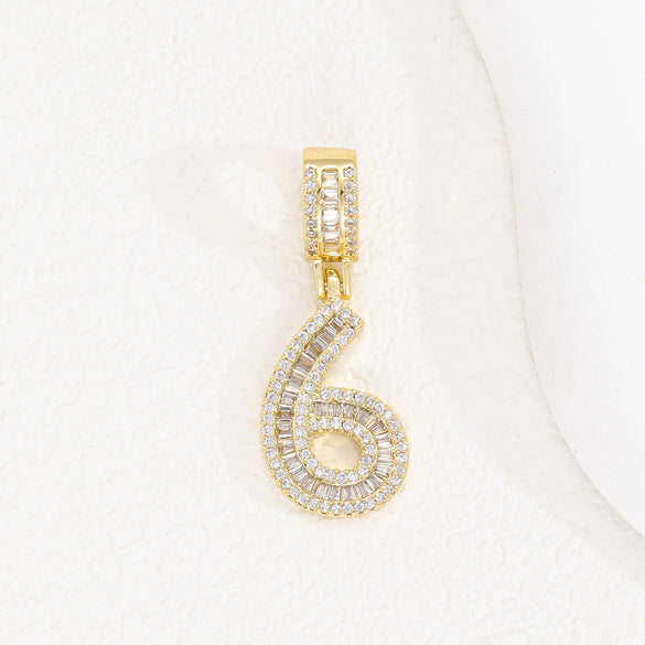 Wholesale Hip Hop Pendant Necklace Copper Microinlaid Zircon With Letters Numbers Text