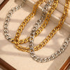 Wholesale Hip Hop Personality Cuban Chain Necklace Stainless Steel 18K Gold Plated Geometric Style Polished Chain For Women