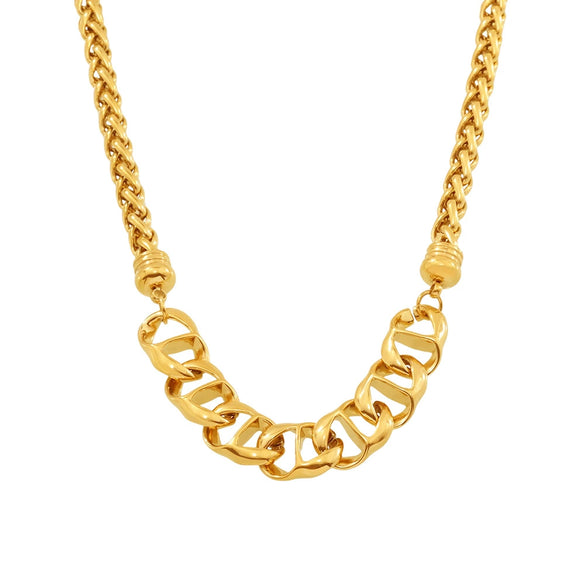 Wholesale Hip Hop Pig Nose Chain Necklace In Stainless Steel With Geometric Pattern And 18K True Gold Plated Electroplating For Women