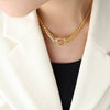 Wholesale Hip Hop Punk Geometric Heart Cuban Chain Ring Necklace In Titanium Steel 18K Gold Plated Jewelry