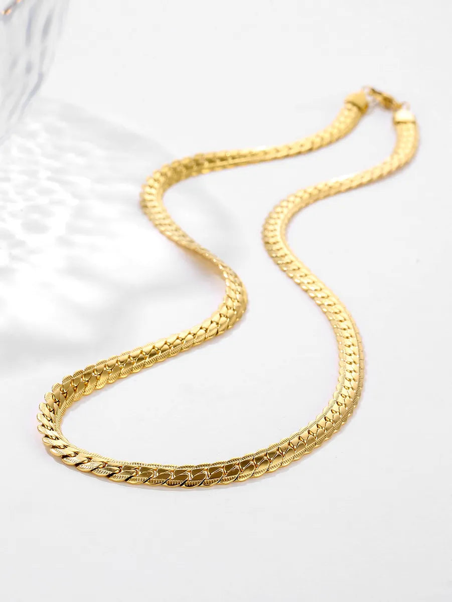 Wholesale Hip-hop Punk Solid Color Stainless Steel Plating 18k Gold Plated Necklace