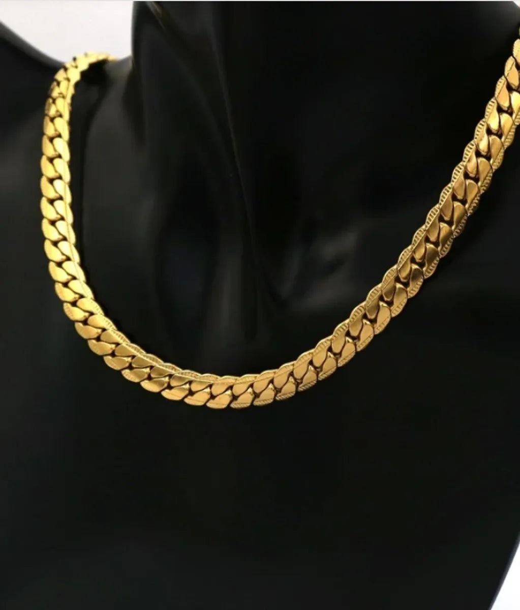 Wholesale Hip-hop Punk Solid Color Stainless Steel Plating 18k Gold Plated Necklace