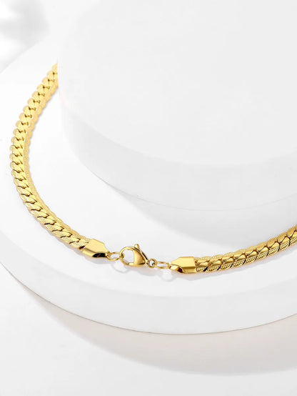 Wholesale Hip-hop Punk Solid Color Stainless Steel Plating 18k Gold Plated Necklace