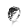 Wholesale Hip Hop Retro Geometric Alloy Ring Set With Black Gemstones