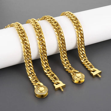 Wholesale Hip-hop Retro Geometric Solid Color Titanium Steel Plating Chain Jewelry Set