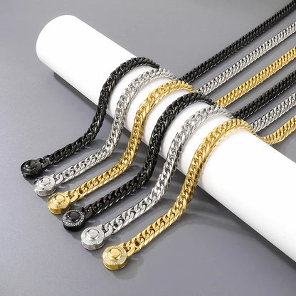 Wholesale Hip-hop Retro Geometric Solid Color Titanium Steel Plating Chain Jewelry Set