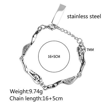 304 Stainless Steel 18K Gold Plated Hip-Hop Retro Irregular Polishing Chain Solid Color Bracelets Necklace