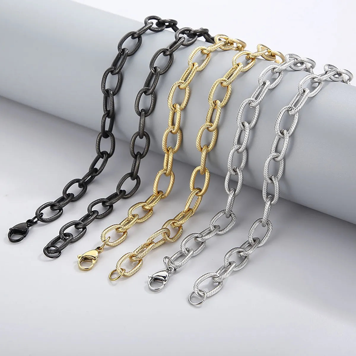 Wholesale Hip-hop Retro Solid Color Titanium Steel Chain Necklace