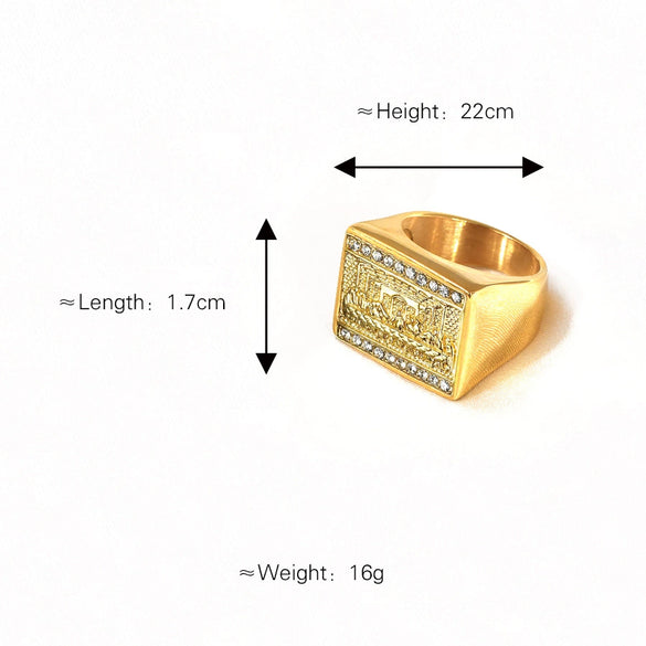 Wholesale Hip Hop Ring Titanium Steel Gold Plated Geometric U Shaped