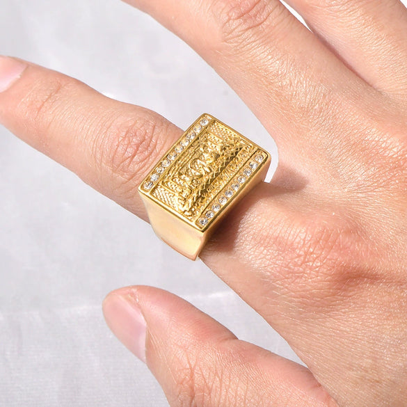 Wholesale Hip Hop Ring Titanium Steel Gold Plated Geometric U Shaped