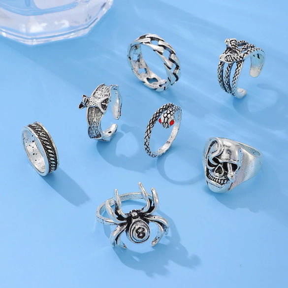 Wholesale Hip Hop Ring Zinc Alloy Distressed Animal Zodiac Geometric Design