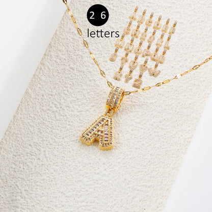 Wholesale Hip-hop Simple Style Letter Stainless Steel Plating Inlay 18k Gold Plated Zircon Pendant Necklace